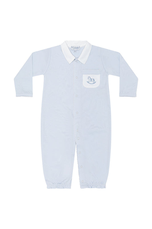 Blue Rocking Horse Embroidered Converter Gown