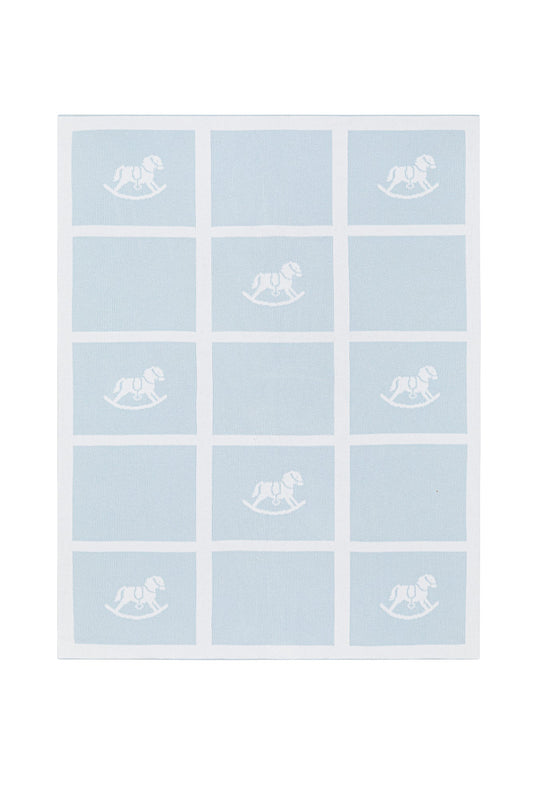 Blue Rocking Horse Knit Blanket