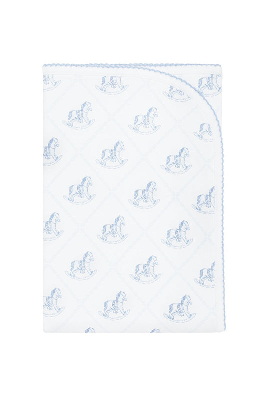 Blue Rocking Horse Receiving Blanket