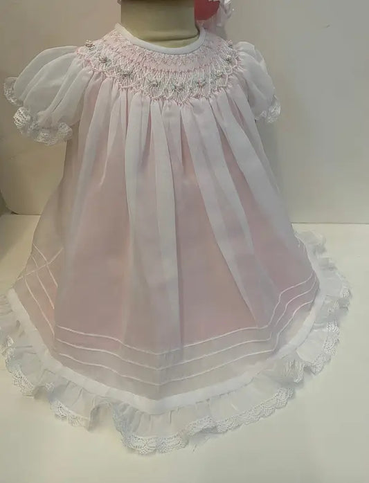 Pink Bishop Dress w/ Bonnet