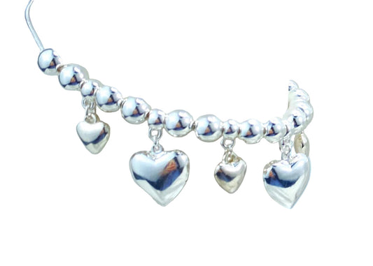 Silver Puffed heart anklet