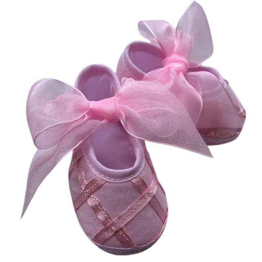 Pink Infant Shoes with Ribbon