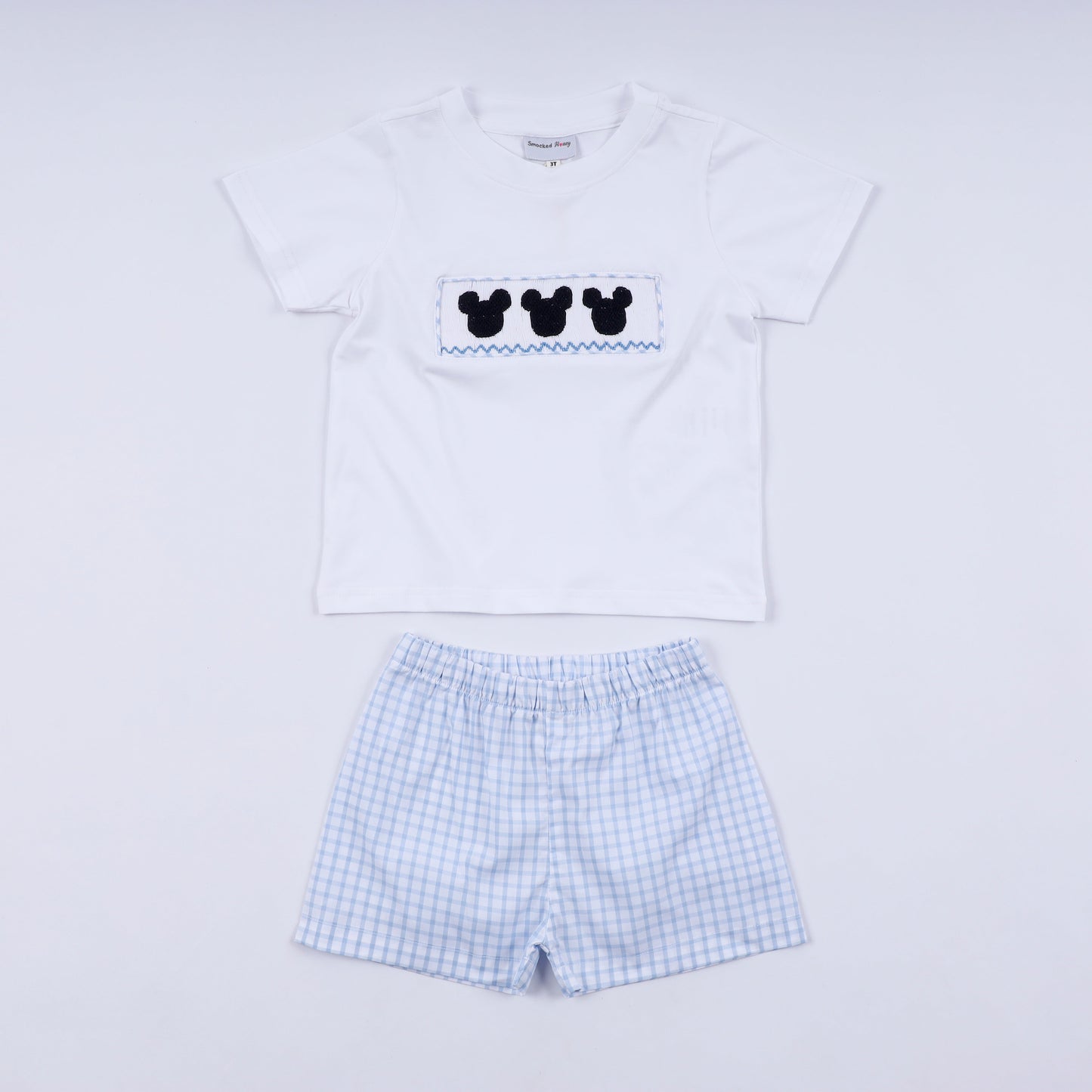 Mickey hand smocked gingham shorts set