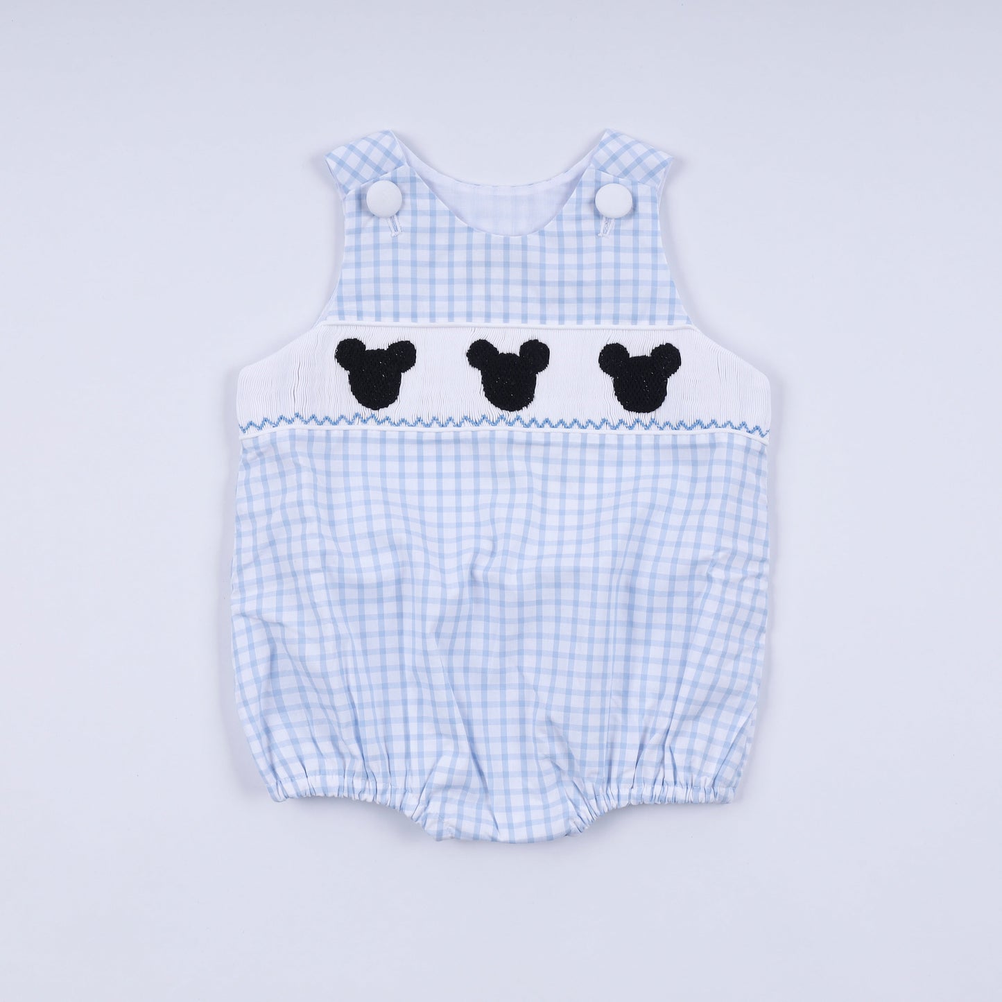 Mickey hand smocked gingham bubble