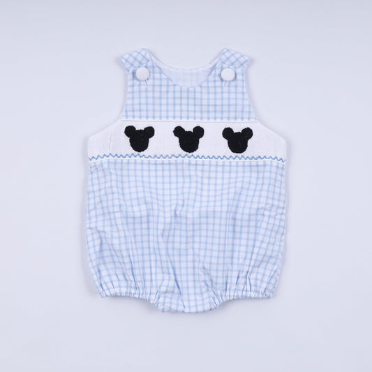 Mickey hand smocked gingham bubble