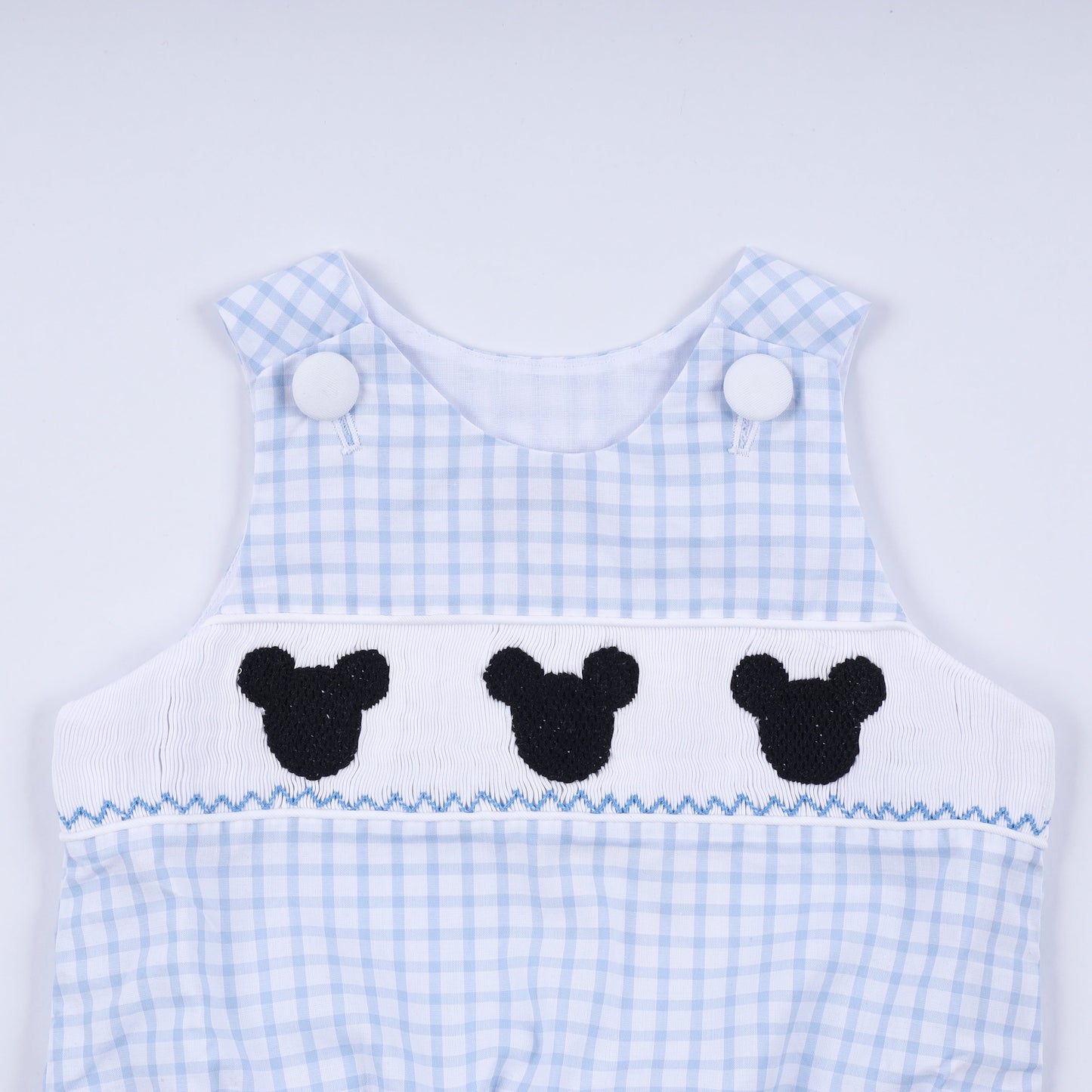 Mickey hand smocked gingham bubble
