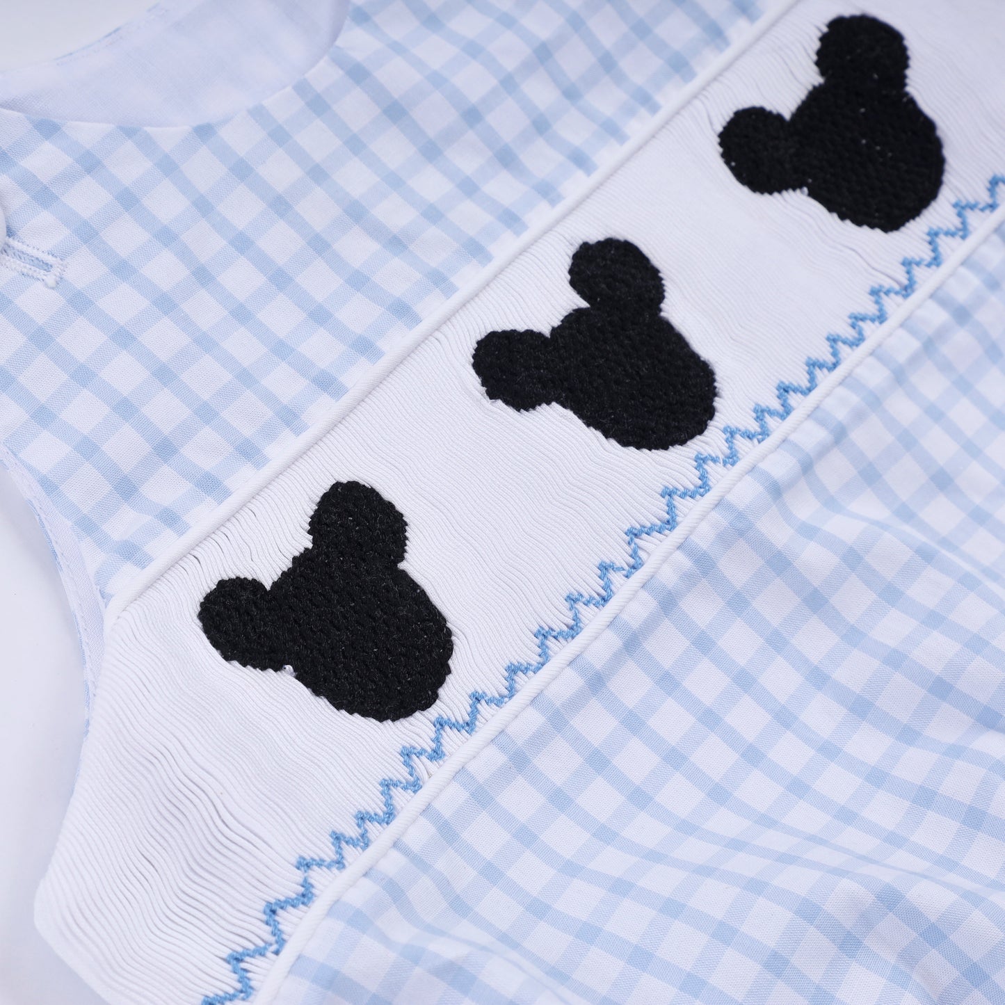Mickey hand smocked gingham bubble