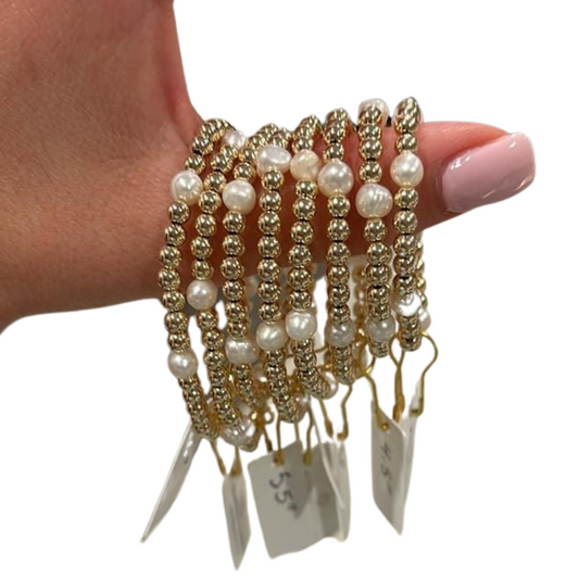 Gold Filled Bead & Pearl Bracelet