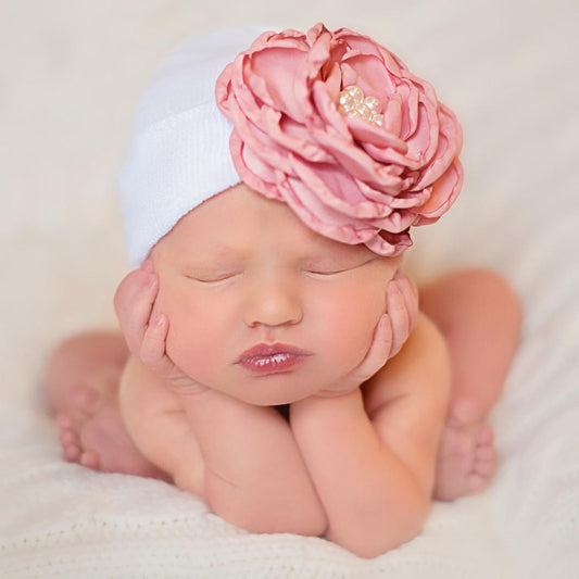 Silk Rose with Pearl Nursery Hat