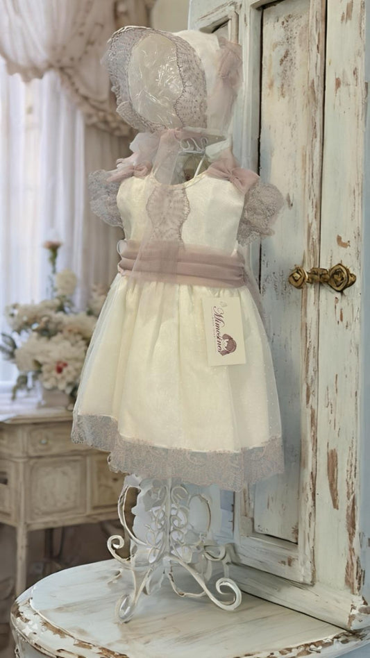 Ivory Dress with Dusty Rose Detail