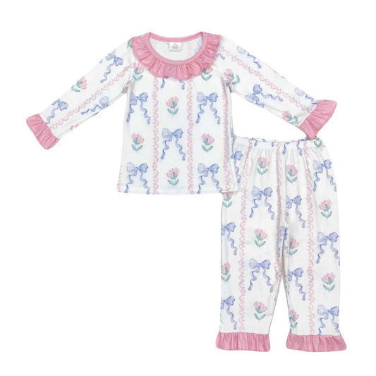 Blue Bows with Pink Ruffle PJ’s