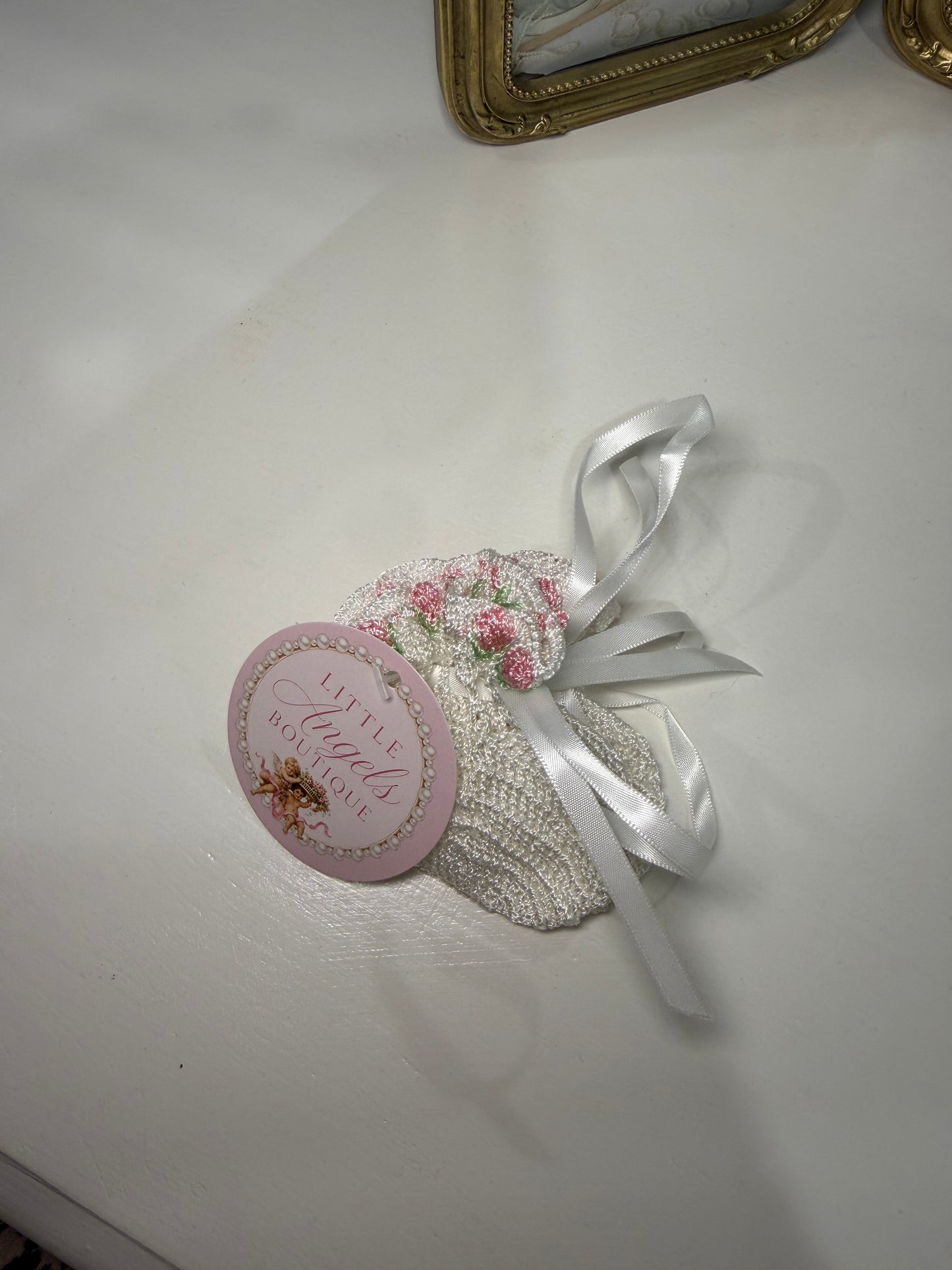 Pink Tulip Heirloom Knit Baby Shoes