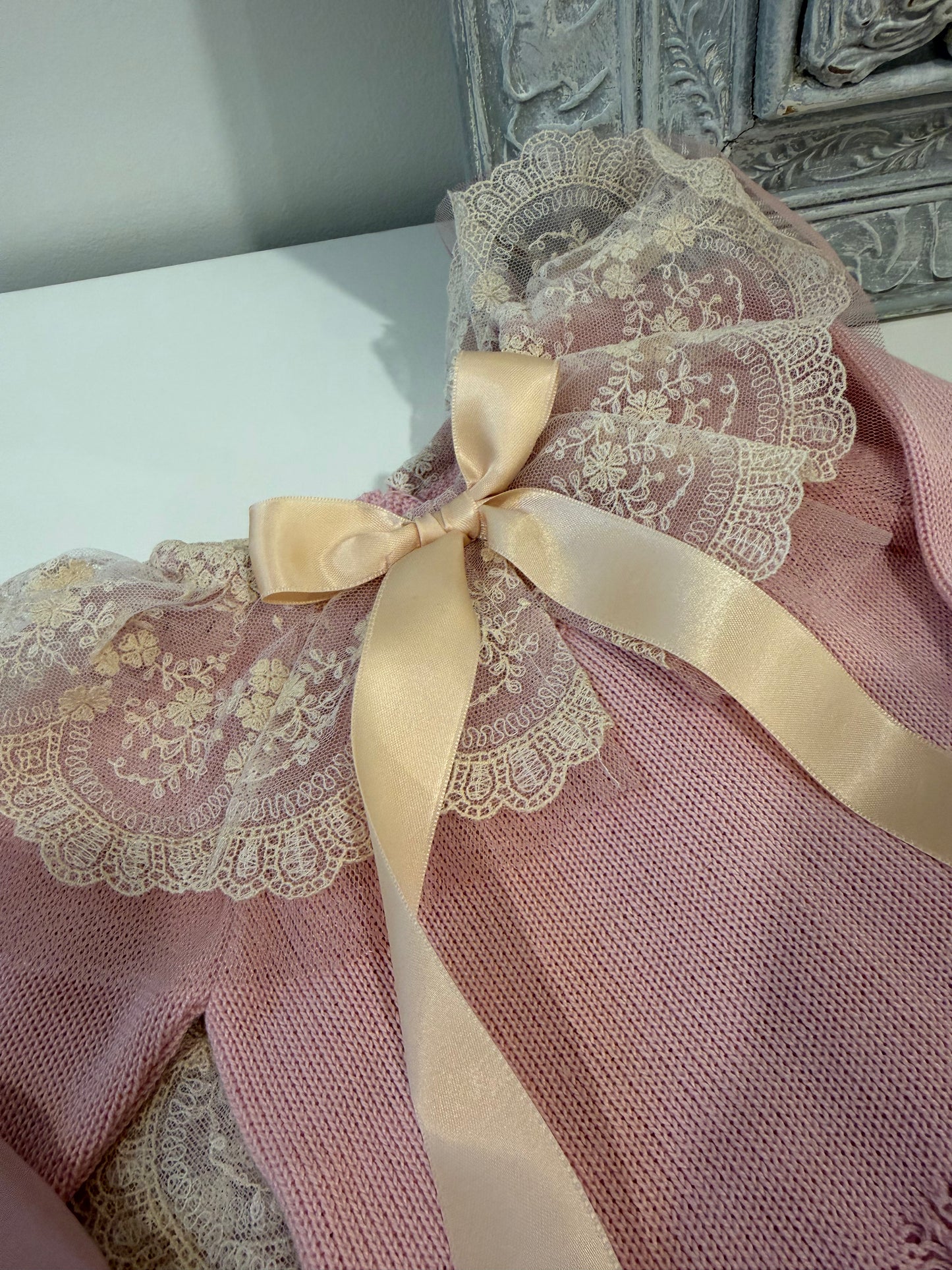 Dusty Rose Lace Ruffled Spanish Knit Set