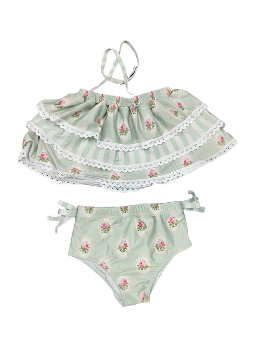 Minty Rose 3 Ruffle Bikini