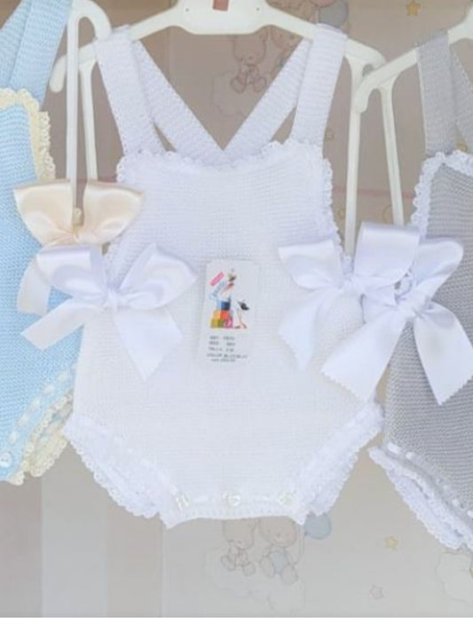 Spanish Knit Romper White