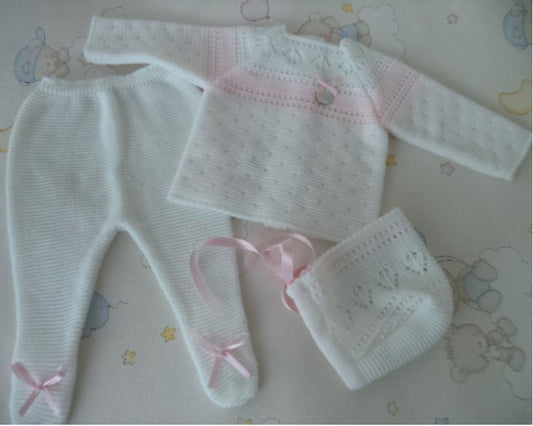 Spanish Knit Set White/Pink