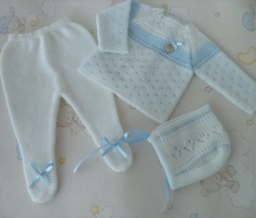 Spanish Knit Set White/Blue