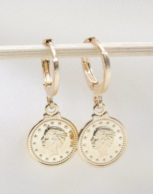 14KT Gold Filled Dangle Coin Earrings