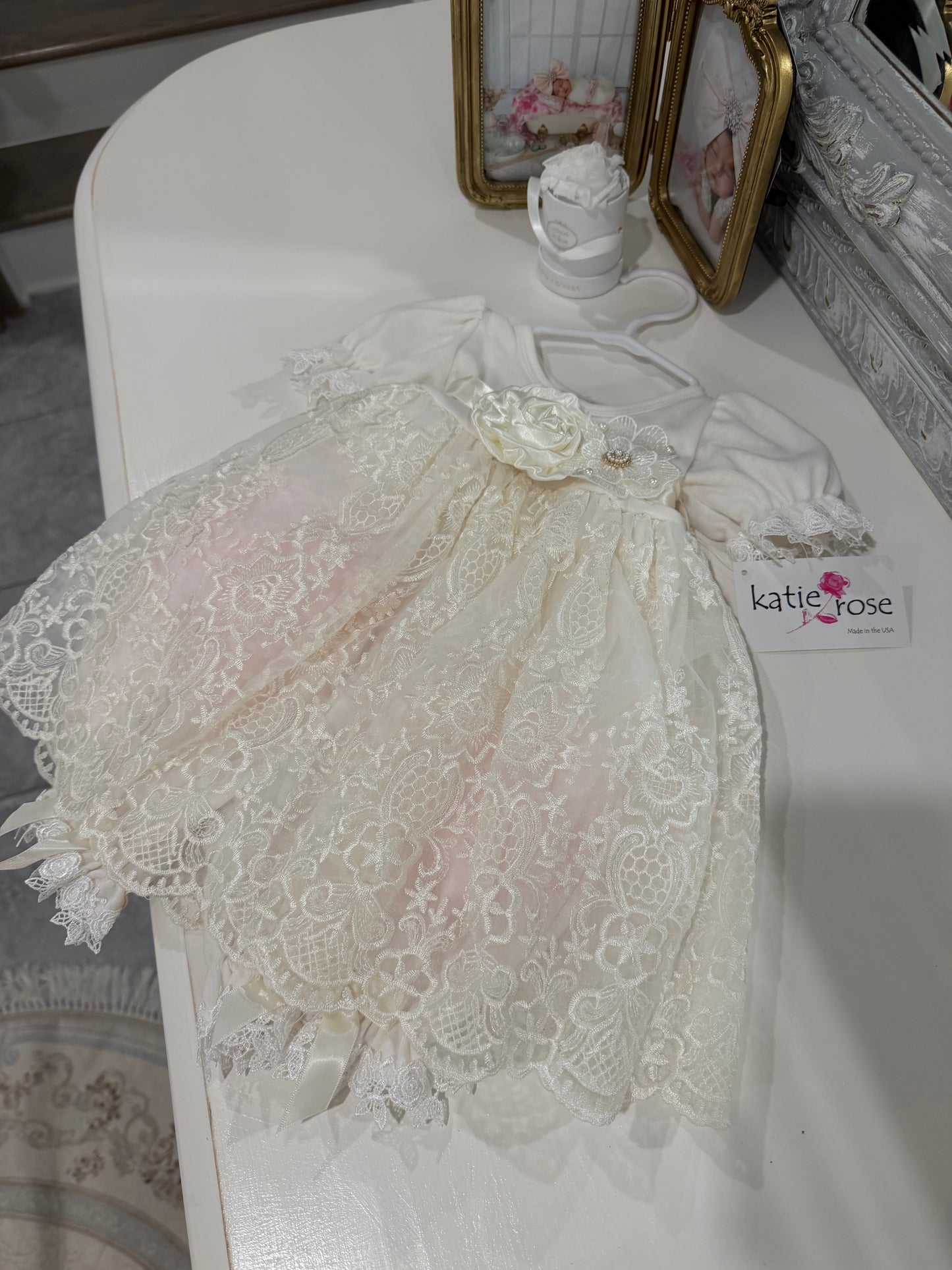 Katie Rose Angel dress with pantaloons in Ivory