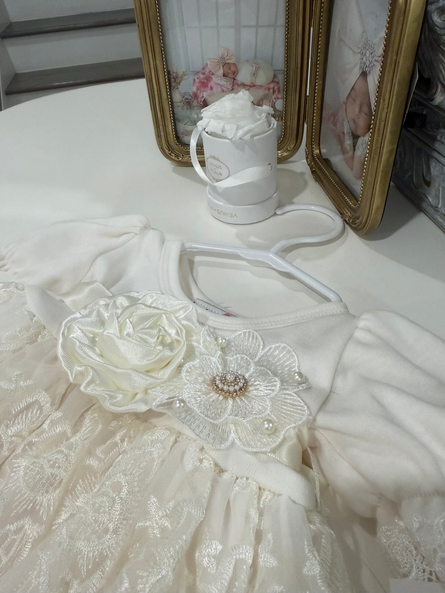Katie Rose Angel dress with pantaloons in Ivory
