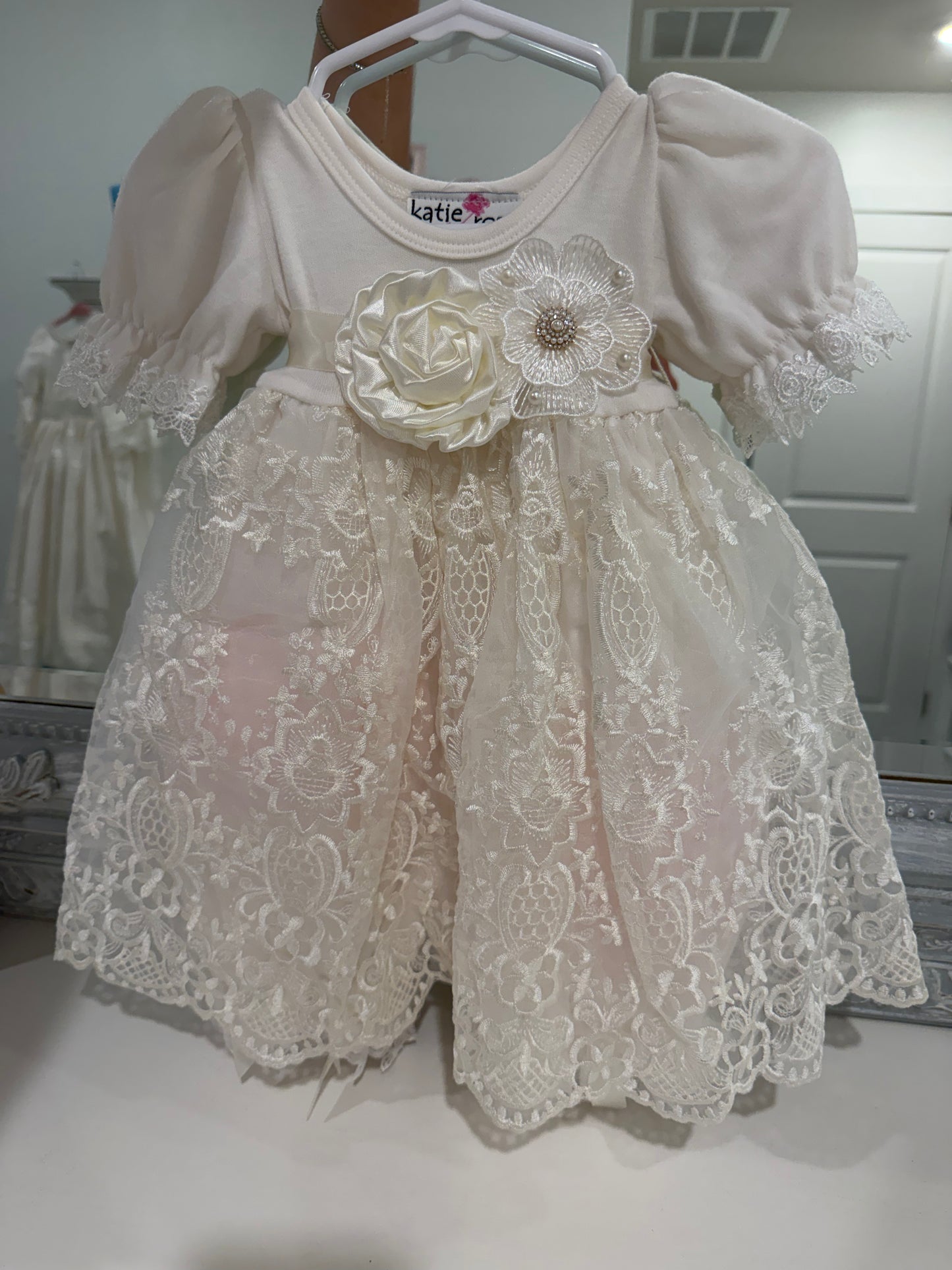 Katie Rose Angel dress with pantaloons in Ivory