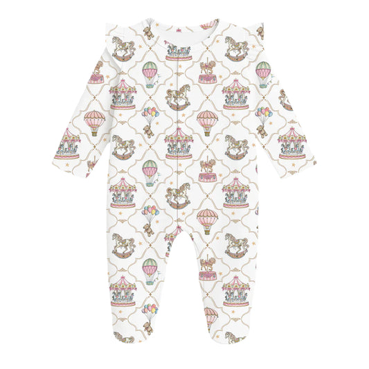Coquette Ruffled Footies in Pink