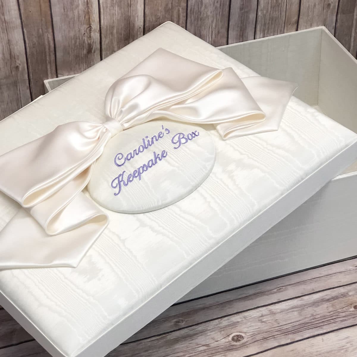 Large Moire Baby Keepsake Box with Satin Bow