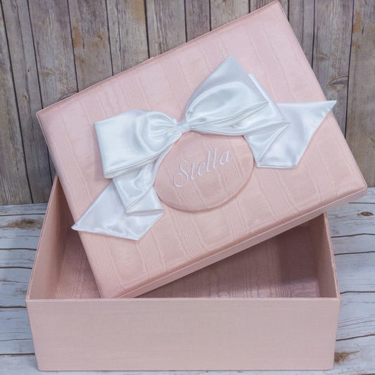 Large Moire Baby Keepsake Box with Satin Bow