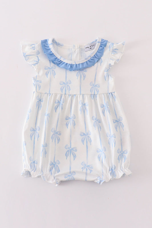 Blue Bow Ruffle Romper