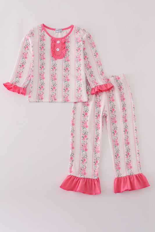 Pink floral print PJ’s