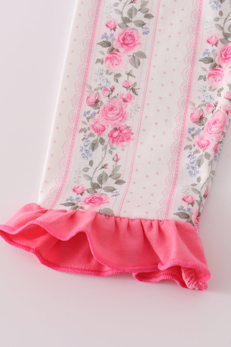 Pink floral print PJ’s