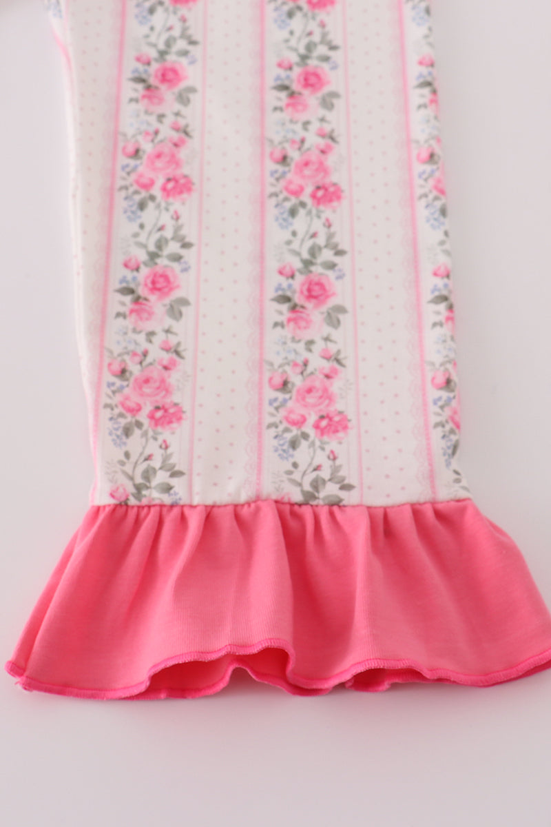 Pink floral print PJ’s