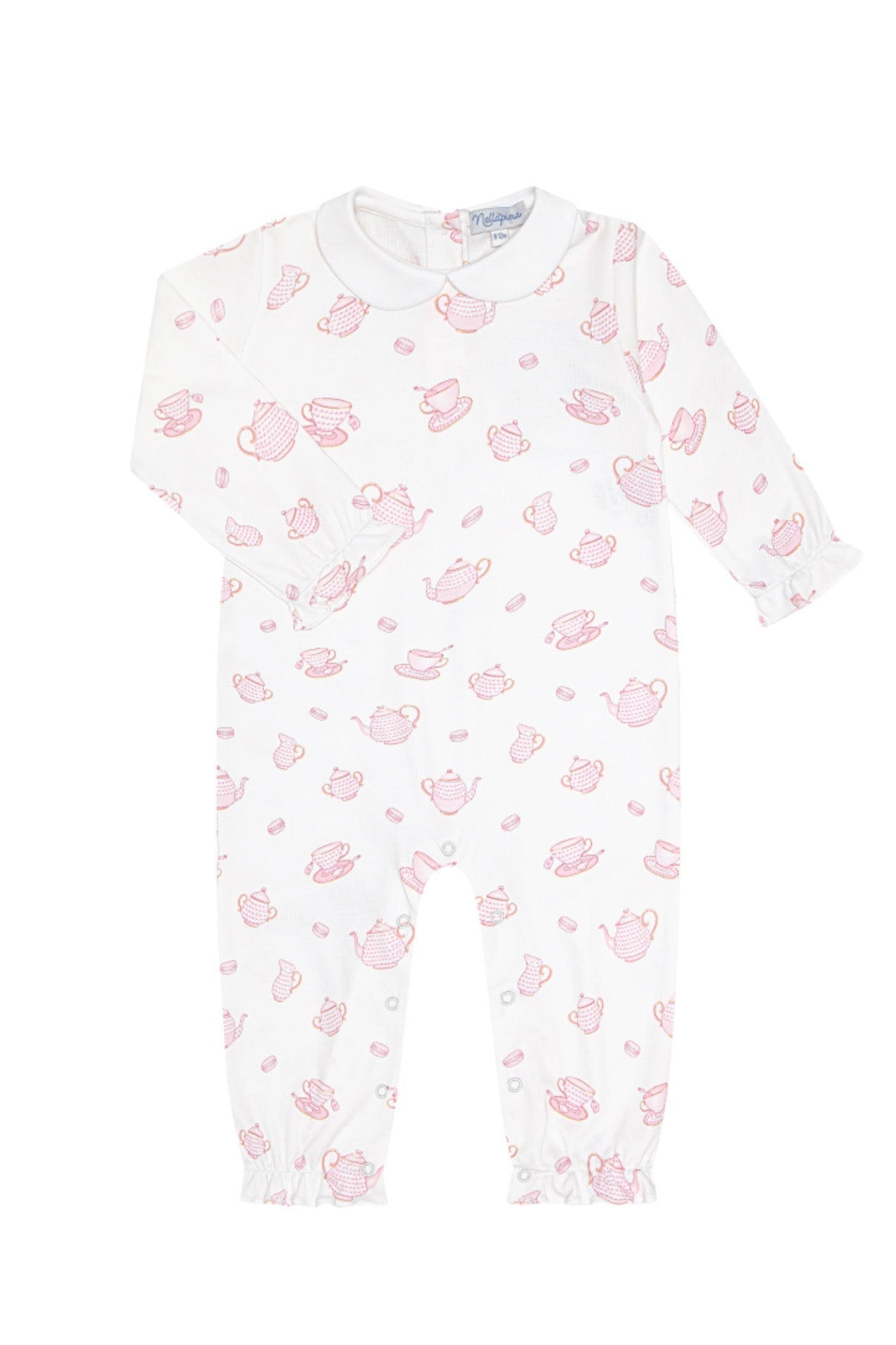 Petite Tea Time Print Romper long sleeve