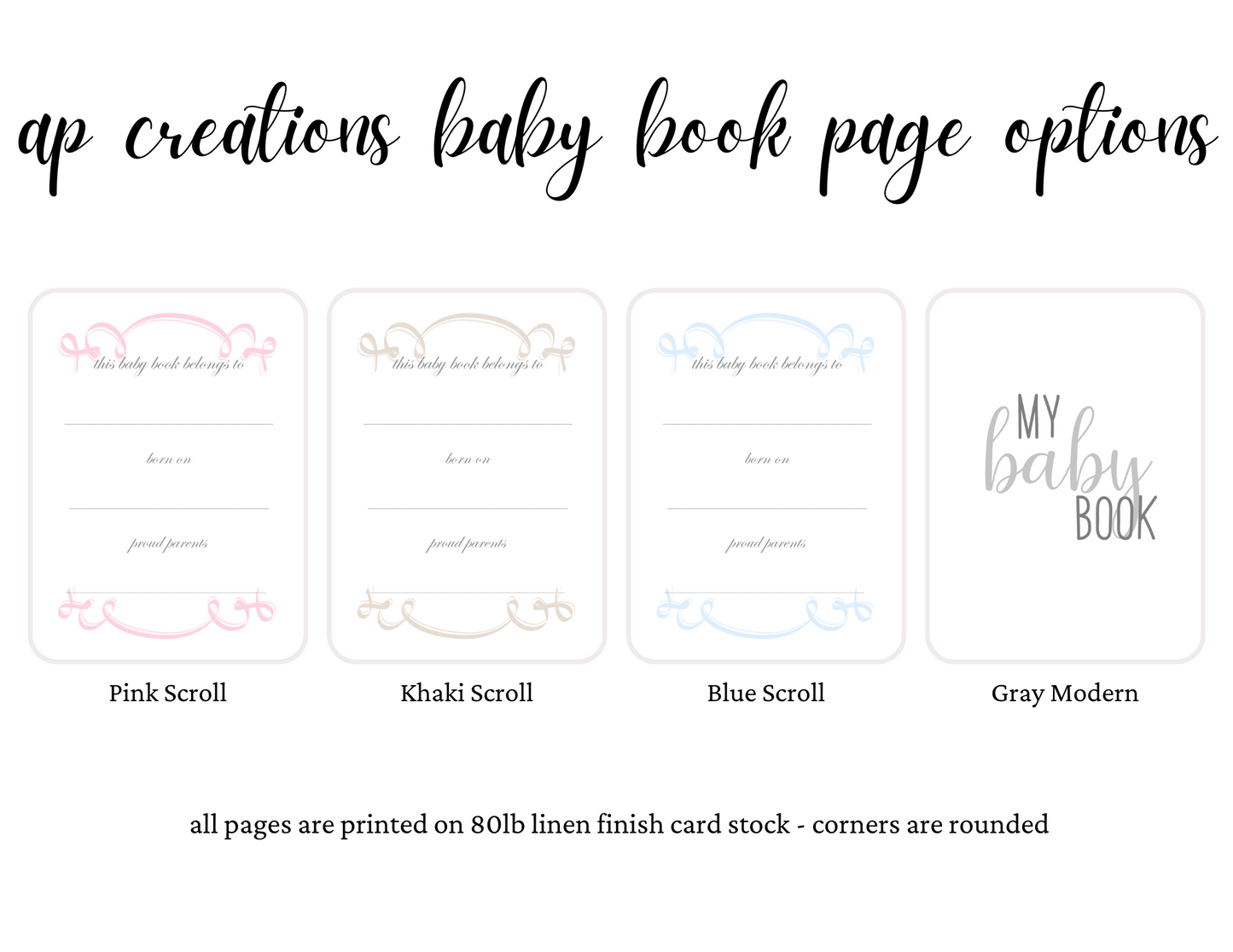 Baby Memory Book - Blue Linen (w/ SATIN Bow)