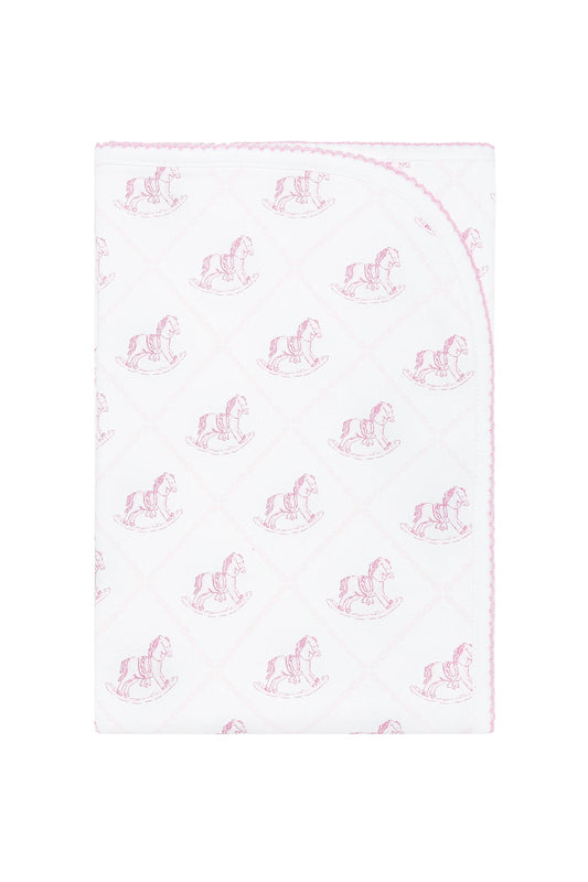 Pink Rocking Horse Receiving Blanket