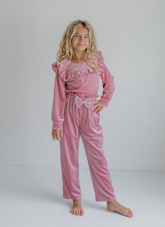 Pink Velvet Pant Set
