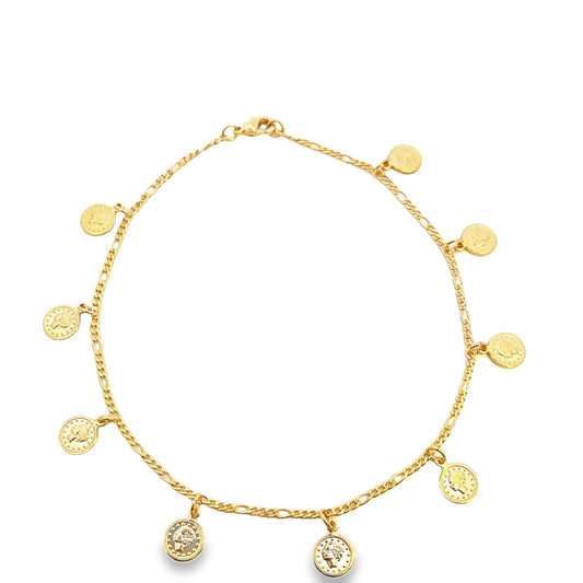 14KT Gold Filled Dangle Gold Coin Anklet