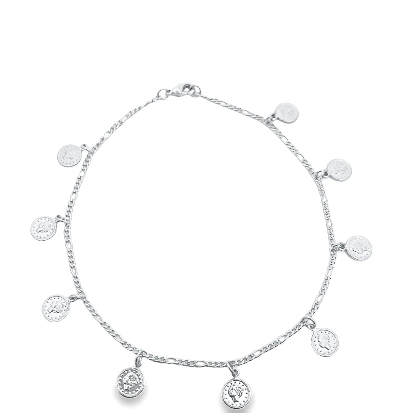 Silver Dangle Gold Coin Anklet