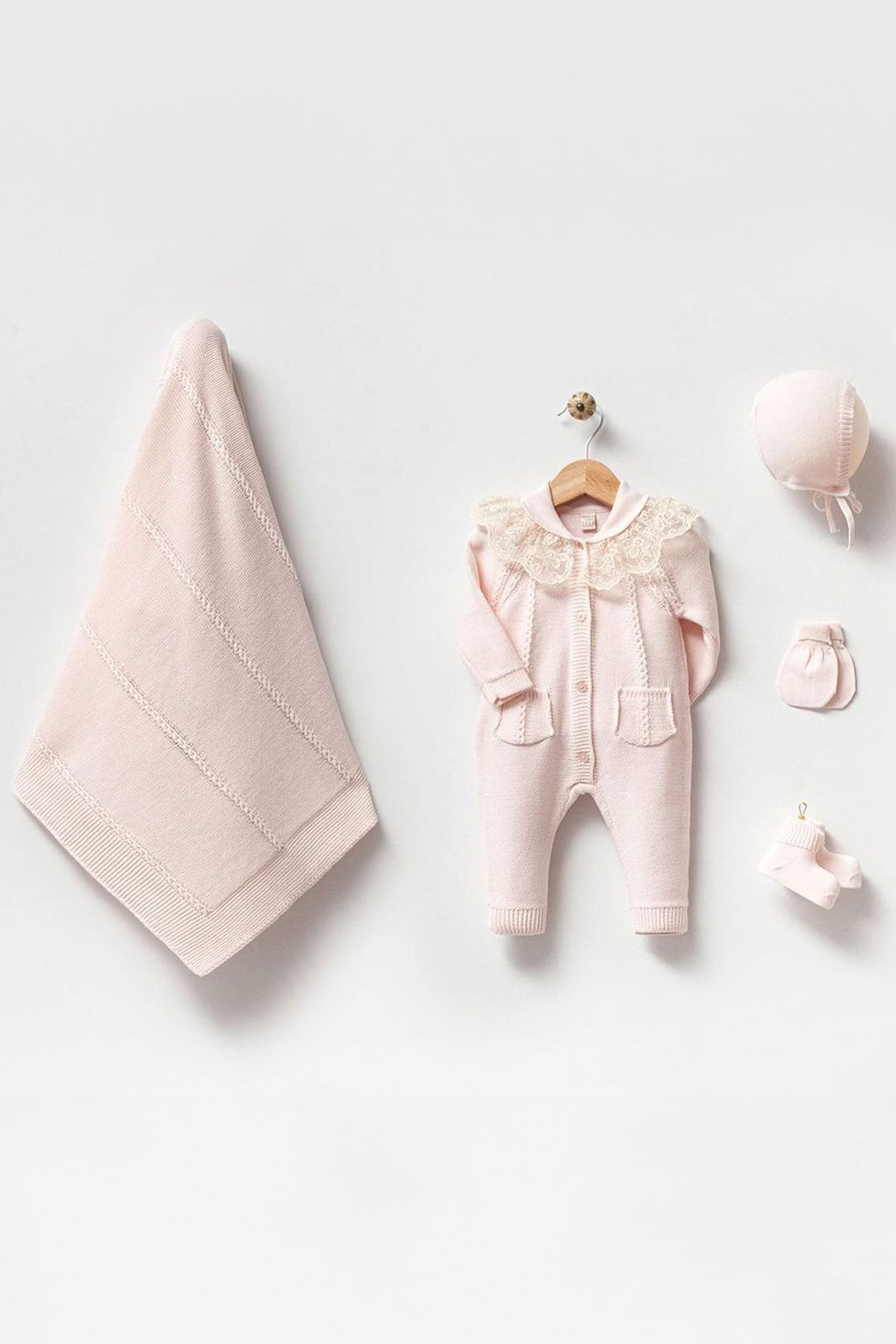 Adrian Pink Knit Newborn Coming Home Set (5 pcs)