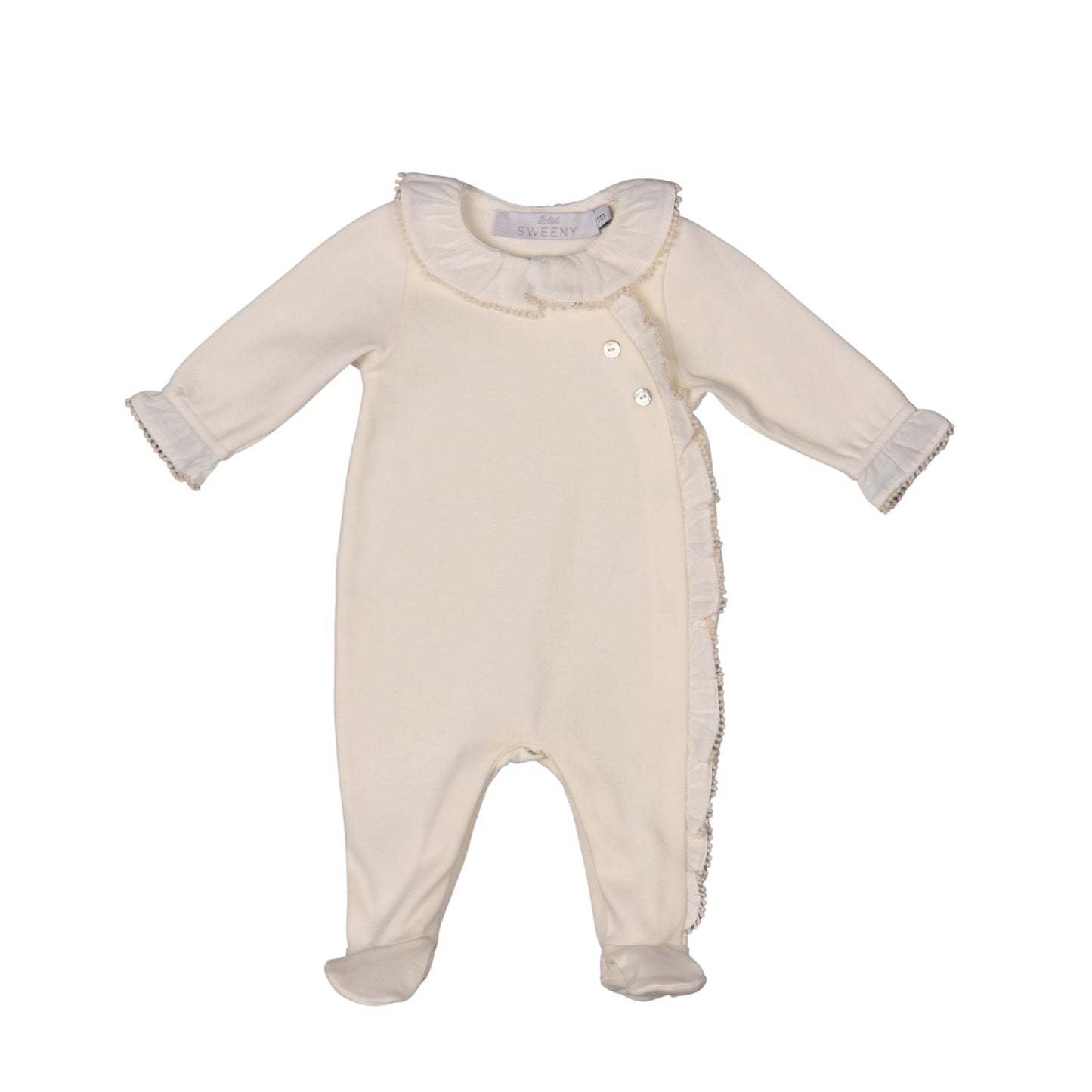 AMBRE | Girls Ivory Embroidered Organic Cotton Babygrow