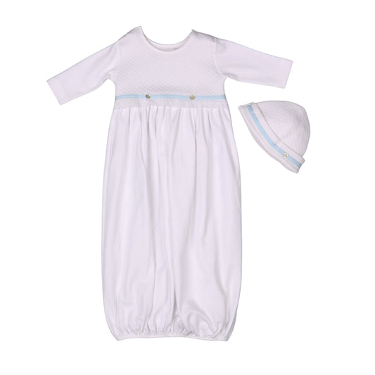 ANDREA | Boys White & Blue Quilted Cotton Gown Set (2)