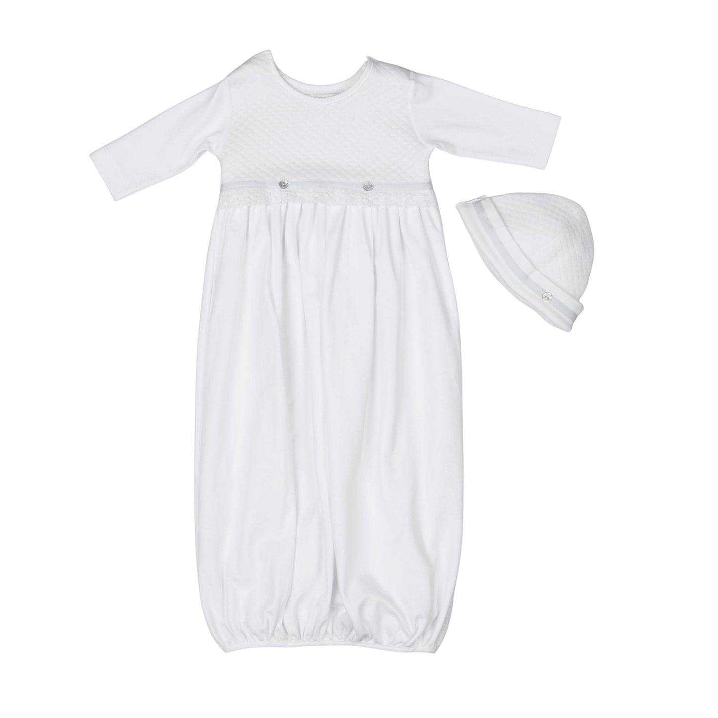 ANDREA| Baby White Quilted Cotton Gown Set (2)