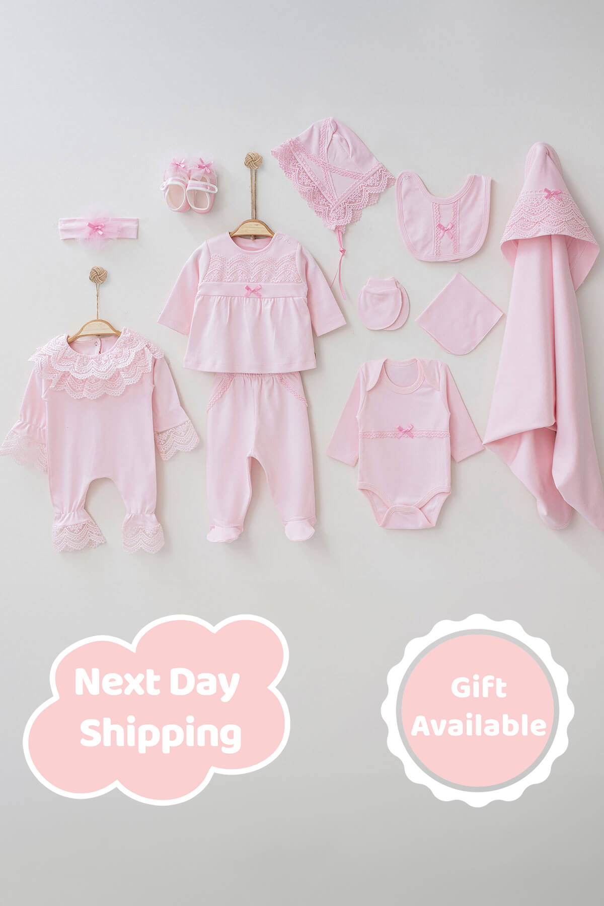 Ann Pink Newborn Coming Home Set (11 Pcs)