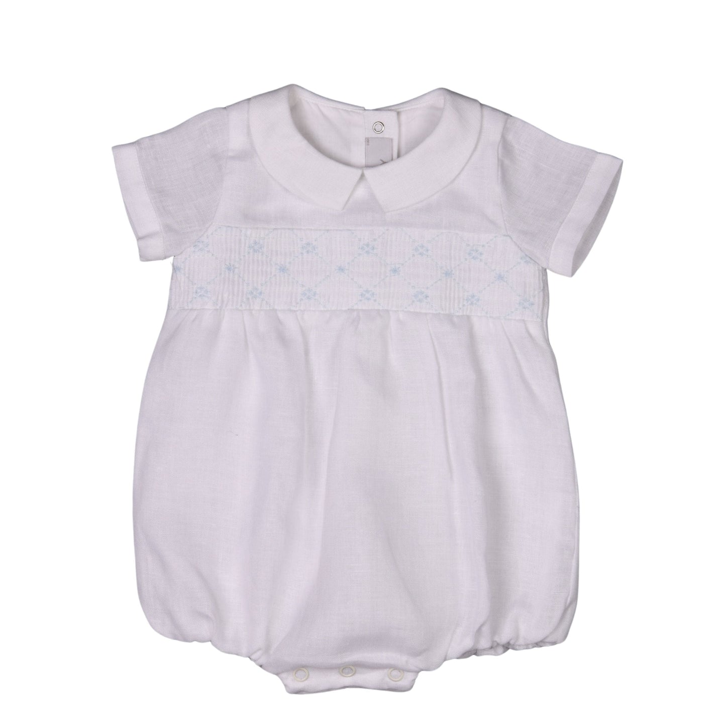 BADIE | Baby Boys White & Blue Cotton & Linen Shortie