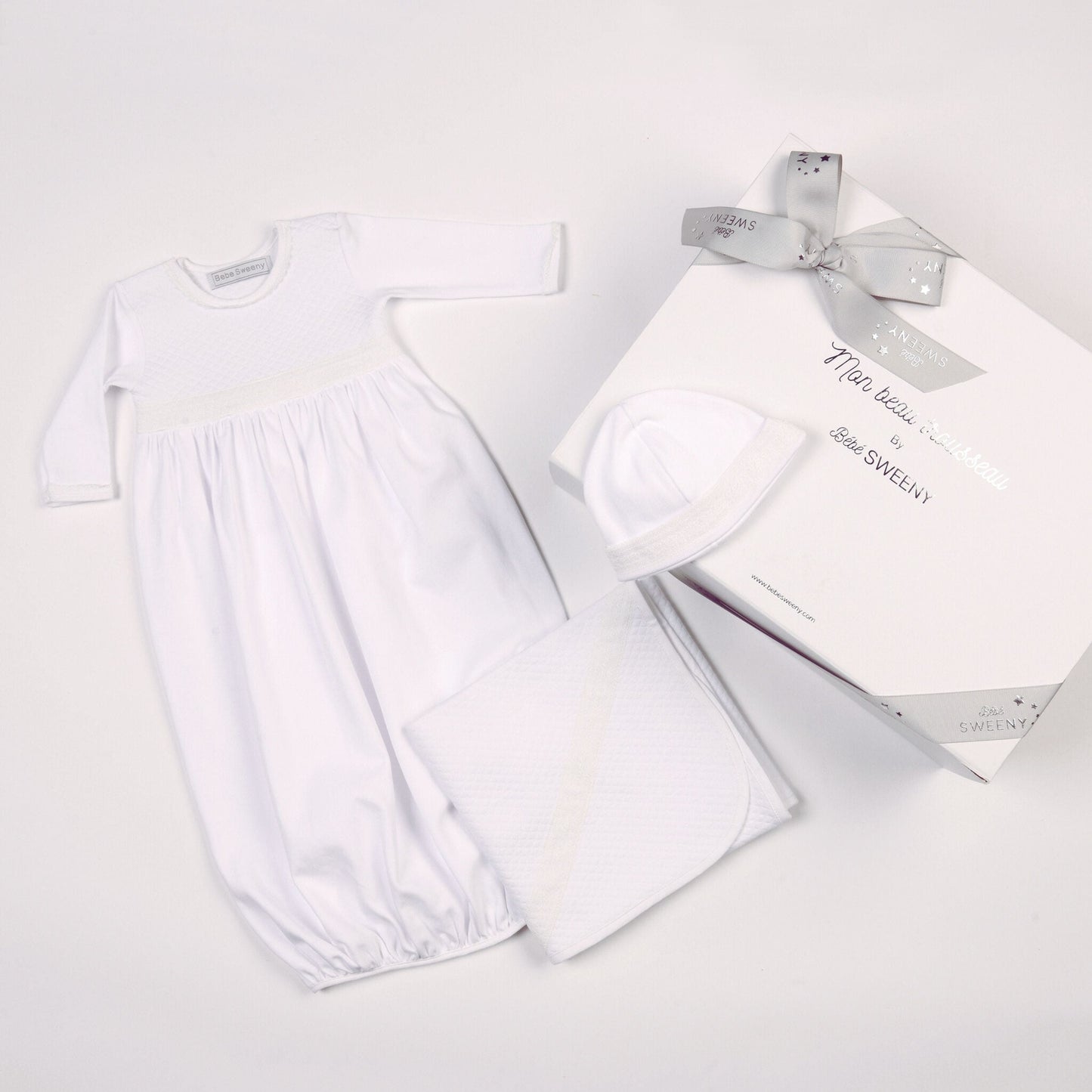 Baby White Cotton Gown Set (3)