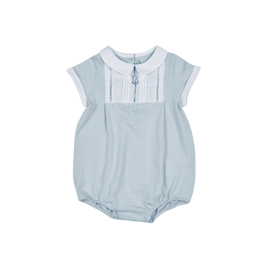 Boys Pale Blue Organic Cotton Romper