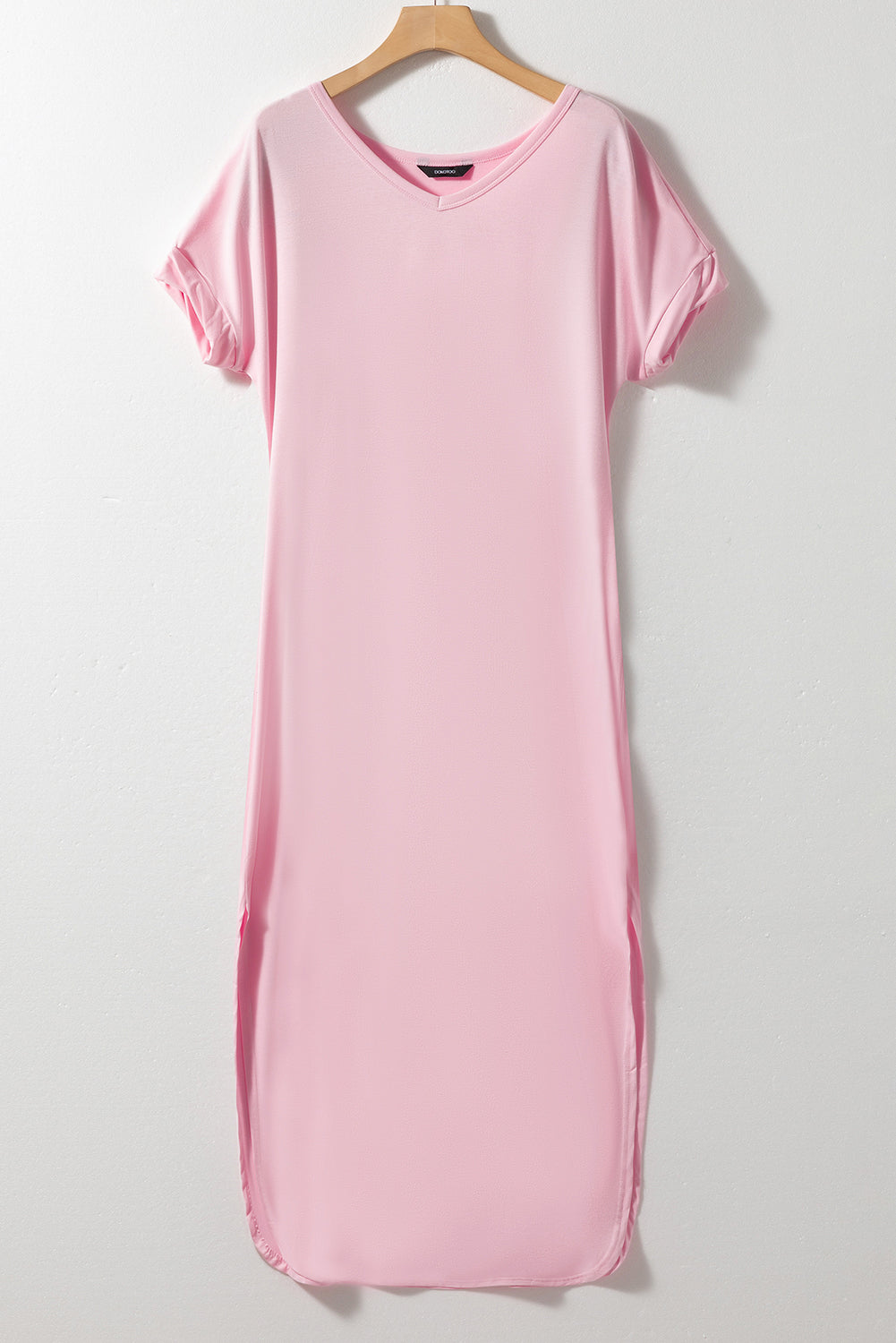 Pink V Neck Hidden Pocket Splits Maxi T-shirt Dress Little Angels Boutique Pink V Neck Hidden Pocket Splits Maxi T-shirt Dress Little Angels Boutique