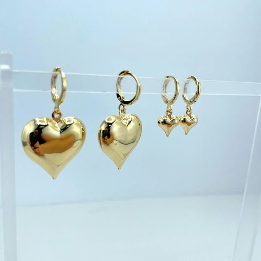 Puffed Heart Huggie Earrings