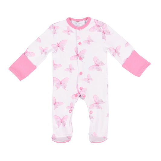 LOAN | Girls Pink Butterfly Organic Cotton Babygrow