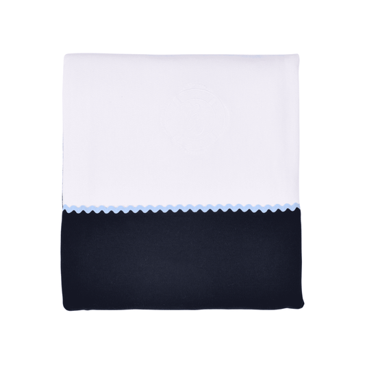 PETIT MARIN | Boys White & Navy Blue Cotton Blanket